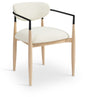 Riccio - Performance Fabric Upholstered Dining Arm Chair (Set of 2) With Light Brown Legs - Cream