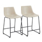 Vintage Style Armless Industrial Counter Stool With Metal Legs And Footrest For Kitchen Island, Cafe, Pub, Bar Counter (Set of 2) - Cream / Black