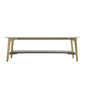 Coffee Table Rectangular Center Table For Living Room Open Space Side Table With Metal Frame - Golden / White