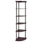Corner Bookcase With 5 Shelves, Compact Design For Living Room - Cappuccino