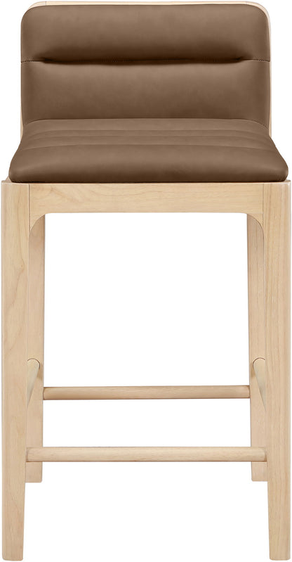 Ellis - Vegan Leather Upholstered Counter Stool (Set of 2) - Natural Base