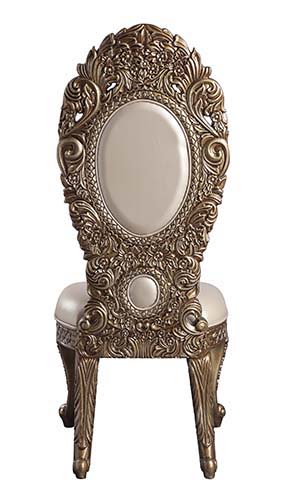 Constantine - Side Chair (Set of 2) - Synthetic Leather , Brown & Gold