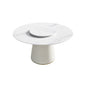 Modern Artificial Stone Round Plywood Base Dining Table, Can Accommodate 6 People, Artificial Stone Turntable (Not Including Chairs) - White / Beige