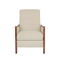 Mid Century Modern Fabric Channel Stitch Wood Pushback Recliner