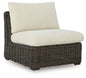 Kimora - Armless Chair With Cushion - Beige / Dark Brown