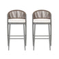 Outdoor Bar Height Metal Frame Counter Stools With Scallop Shaped Backrest & Water Resistant Cushions