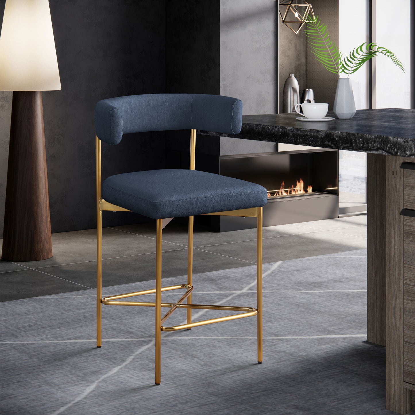 Rivage - Durable Stool With Gold Frame (Set of 2)