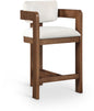 Sacha - Velvet Stool With Brown Base
