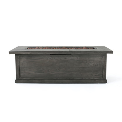 Transitional Rectangular Outdoor Propane Fire Pit With 50, 000 Btu