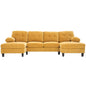 U-Shaped Sectional Sofa 103.5" Fabric Couch With Dual Chaise Lounges, Storage Pockets, Armrest Pillows