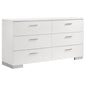 Dulcey - 6 Drawer Dresser With Accents, Bedroom Storage - Gloss White
