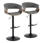 Vintage Mod - Mid Century Modern Adjustable Height Barstool With Swivel & Rounded T Footrest (Set of 2)