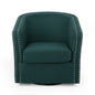 Modern Upholstered Swivel Club Chair With Nailhead Trim