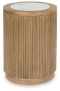 Camdill - Round End Table - Light Brown / White