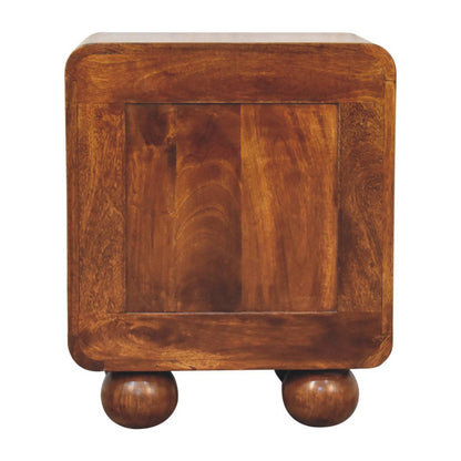 Open Woven Bedside Table, 1 Drawer - Chestnut