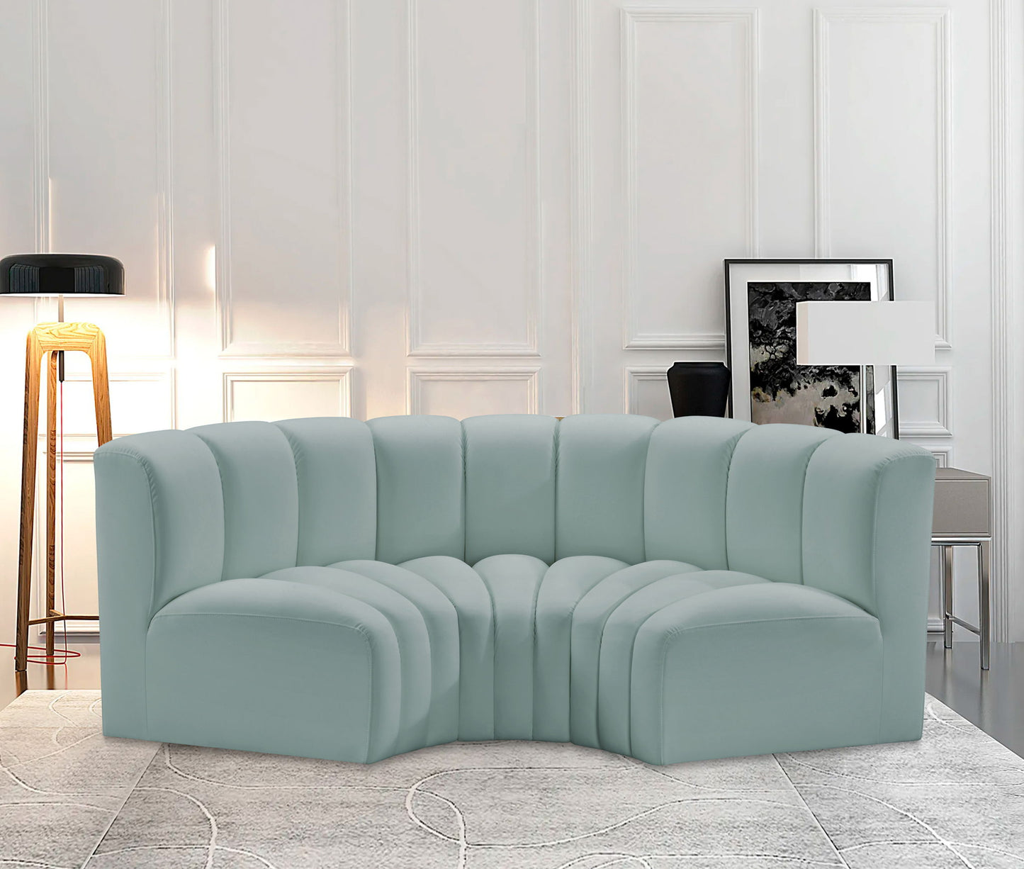 Arc - Faux Leather 3 Piece Modular U-Shaped Sofa