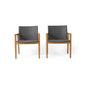Tranquilize - Outdoor Wooden Club Chair With Woven Wicker Seat And Back (Set of 2) - Light Brown