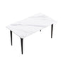63" Modern Artificial Stone White Straight Edge Black Metal Leg Dining Table, 6 People - White / Black