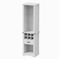 Pantry Cabinet With LED Lights, Wine Rack, Tempered Glass Shelves, And Barn Door Design - White