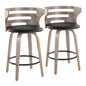 Cosini - Mid Century Modern Fixed Height Barstool With Swivel And Round Footrest (Set of 2)