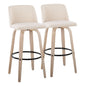 Toriano - Mid-Century Modern Fixed Height BarStool With Round Footrest (Set of 2)