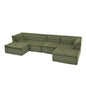 U-Shaped Modular Sectional Sofa With Chaise And Movable Ottoman With Wave-Shaped Armrest
