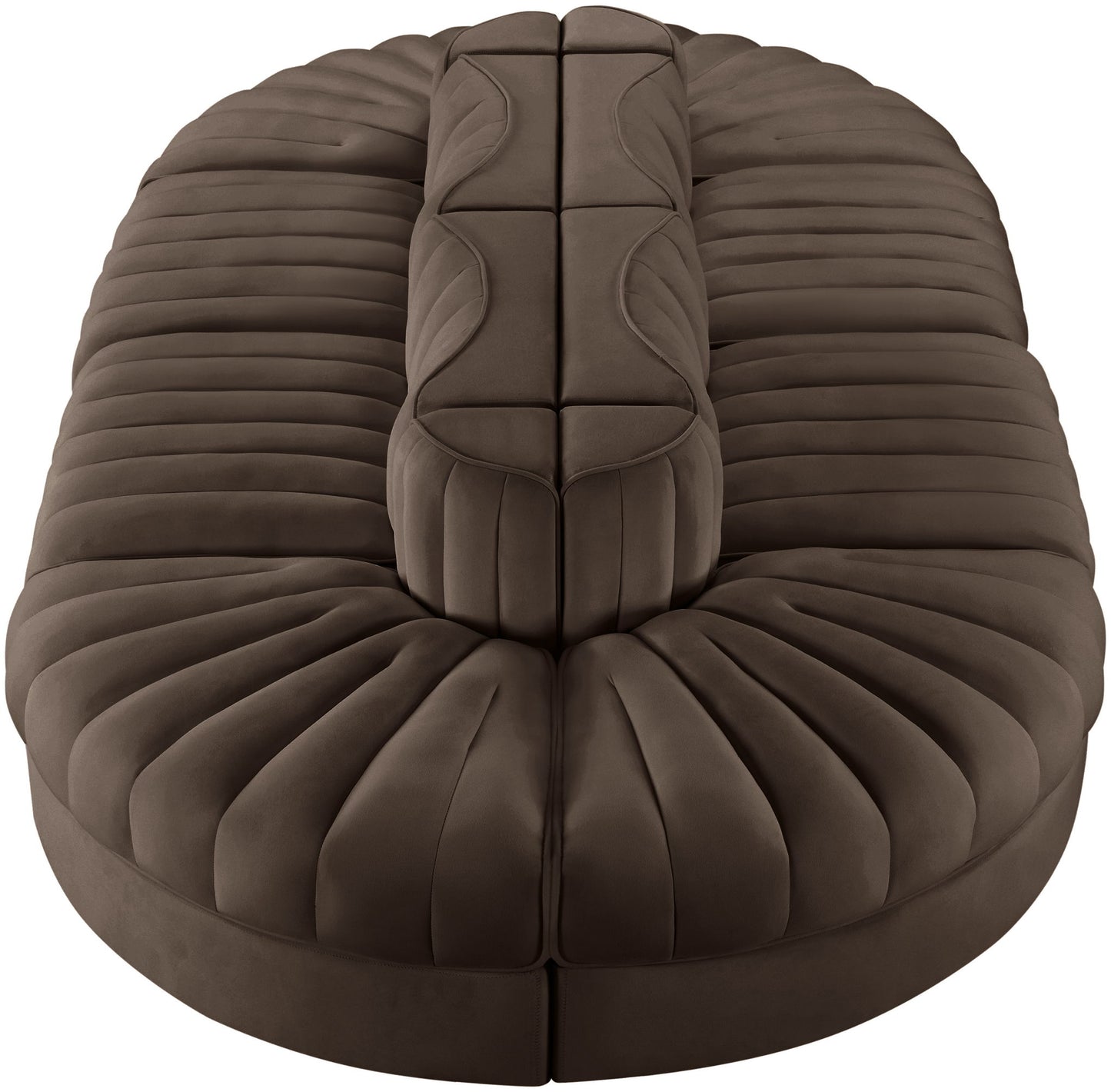 Rummi - Oval Velvet Performance Fabric Upholstered 8 Piece Modular Sectional