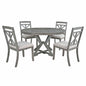Dining Set With Extendable Round Table And 4 Upholstered Chairs
