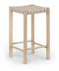 Entwine - Vegan Leather Upholstered Backless Counter Stool - Painted Natural