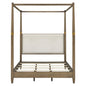 Queen Canopy Bed Frame With Upholstered Headboard - Brown