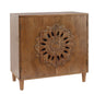 2 Door Accent Storage Cabinet With Floral Design, Sideboard For Living Room - Dark Brown