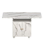 Versatile Marble Folding Dining Table With Storage Rack And Cabinet, 6 Wheels - White