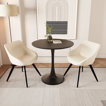 Round Dining Table Set With Tulip Design And 2 Chairs
