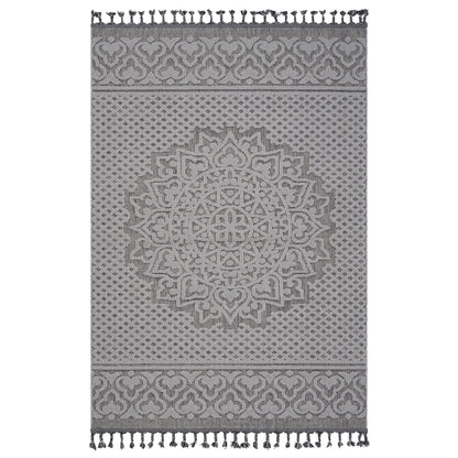 Guros - 4' X 6' Medallion Indoor / Outdoor Area Rug - Gray / White