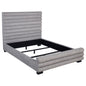 Queen Bed With Textured, And Tufted Headboard - Gray