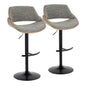 Fabrizzi - Mid Century Modern Adjustable BarStool With Rounded T Footrest (Set of 2)