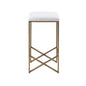 Backless Upholstered Counter Stool With Padded Seat - Ivory / Bronze