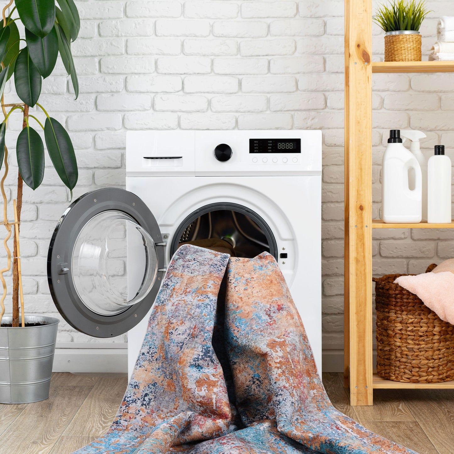Maval - Abstract Washable Area Rug