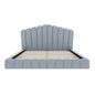Queen Upholstered Bed Frame With Shell Shaped Headboard - Light Blue - Light Blue
