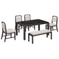 Extendable Dining Table Set With 4 Upholstered Chairs And 1 Bench
