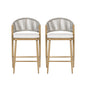 Outdoor 26" Counter Height Metal Frame Counter Stools With Scallop Shaped Backrest & Water Resistant Cushions