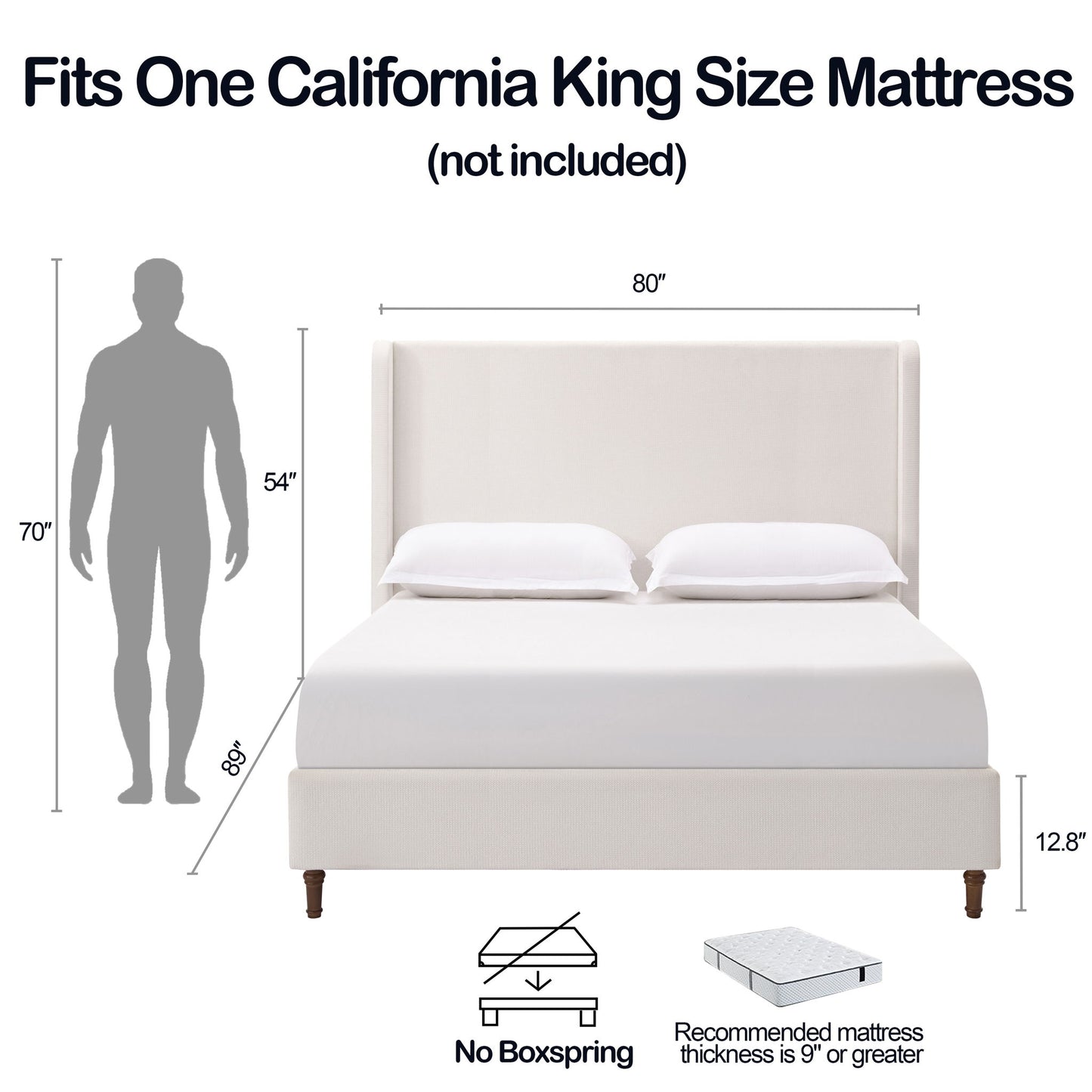 Harper - Tall Headboard Upholstered Bed / High Headboard / Elegant Simplicity / No Box Spring Needed