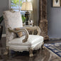 Dresden II - Chair With Pillow - Pearl Synthetic Leather /Fabric & Gold Patina