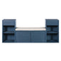 Entryway Storage Bench With Cushion, Drawers & Open Shelves