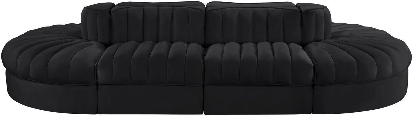 Rummi - Oval Velvet Performance Fabric Upholstered 8 Piece Modular Sectional