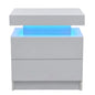 Modern LED Bedside Table Cabinet With Adjustable Lights And 2 Drawers - White