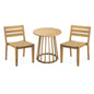 Outdoor 3 Pieces Dining Set, Round Bistro Set - Teak