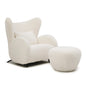 Wingback Armchair & Ottoman Combo For Living Room - White