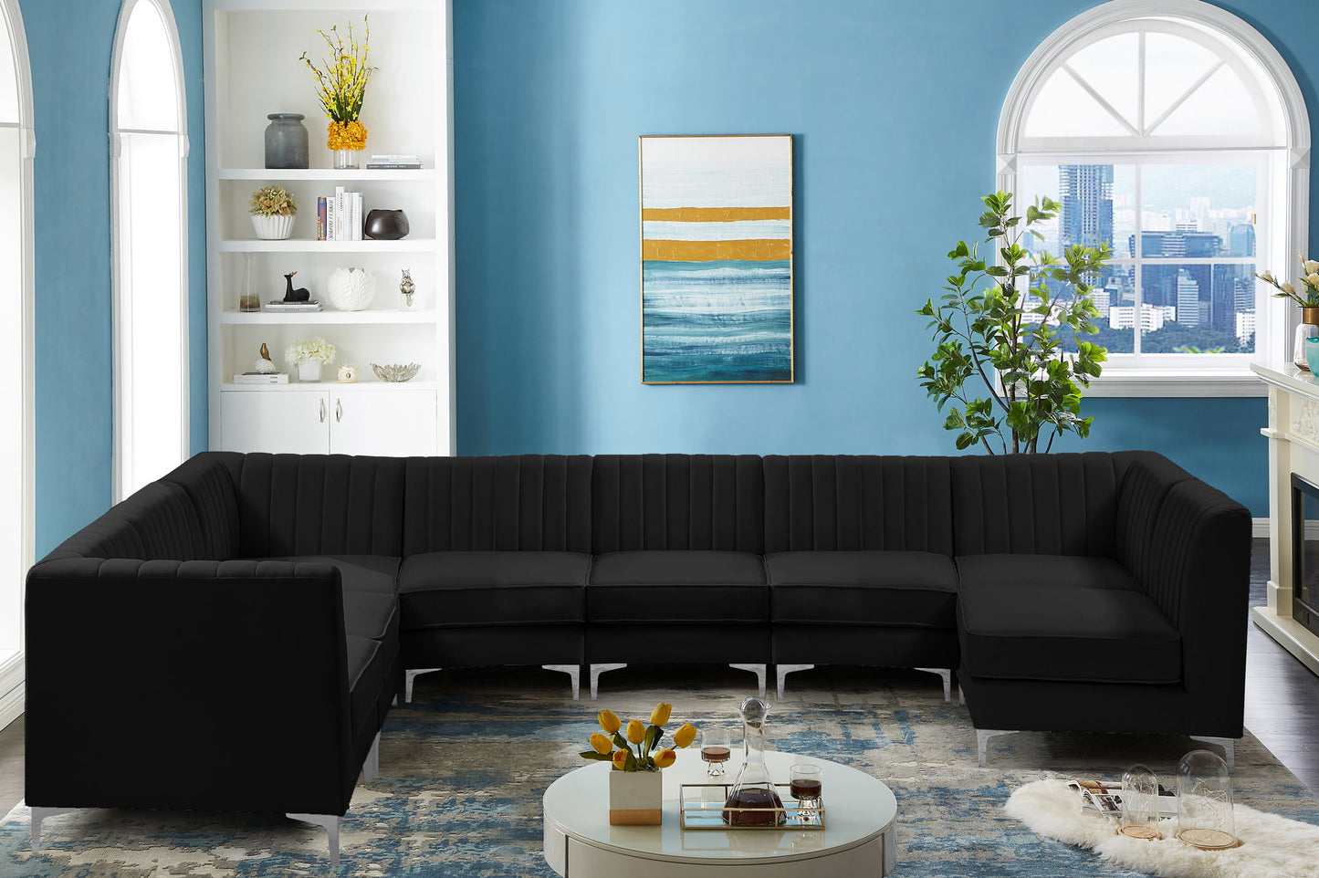 Alina - 8 Piece Velvet Modular Sectional
