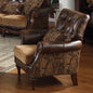 Dreena - Chair With Pillow - Two Tone Brown Synthetic Leather & Chenille Cherry